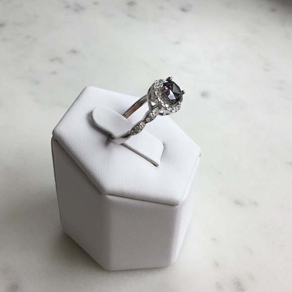 Sterling Silver Rainbow Topaz Cz & Clear Cz Ring - Picture 5 of 15